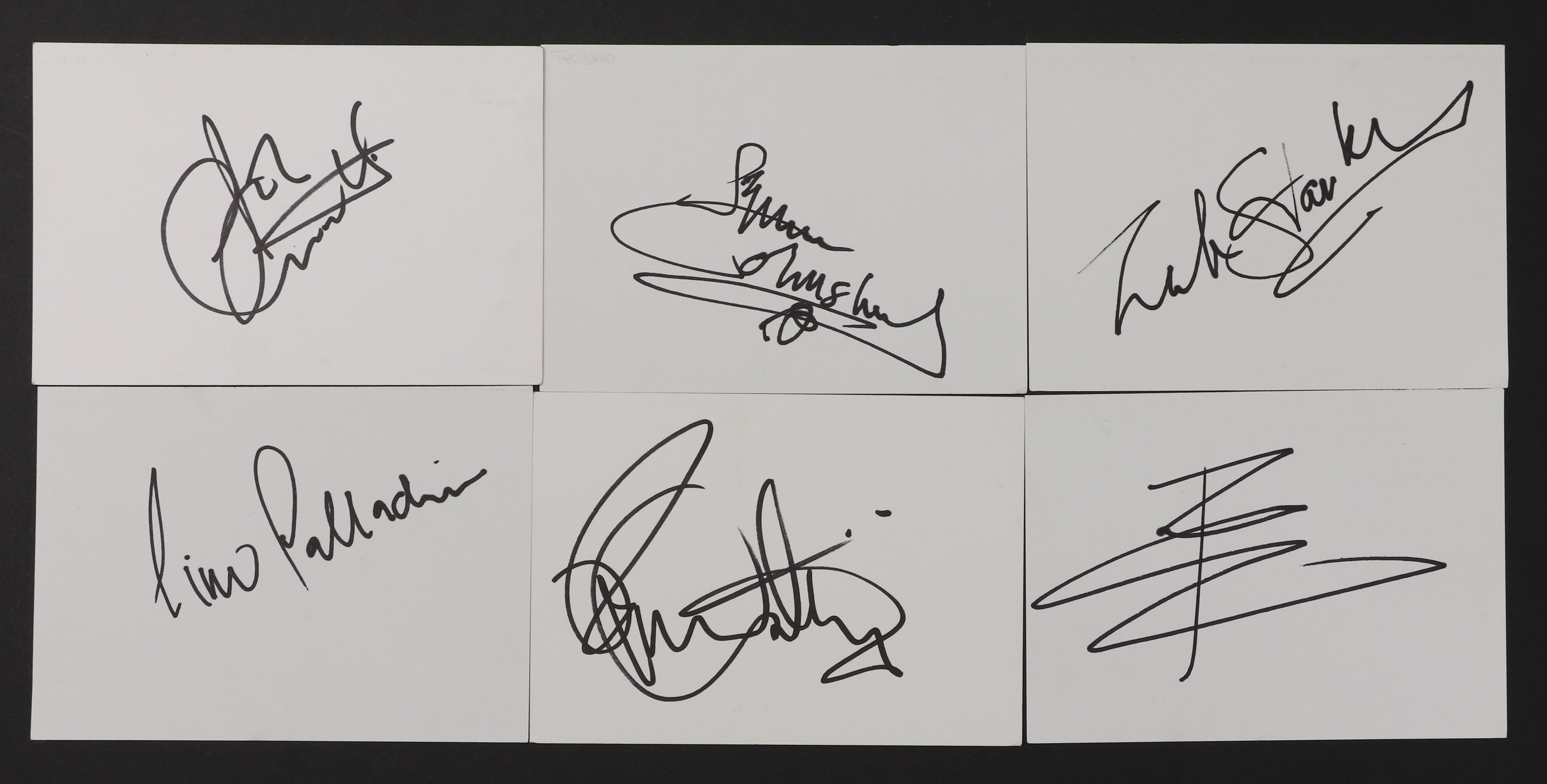 The Who full set: six autographs on white card (£300-500)
